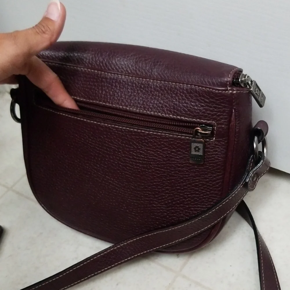 Purple Leather Saddle Bag Zippered NOBODY Purse